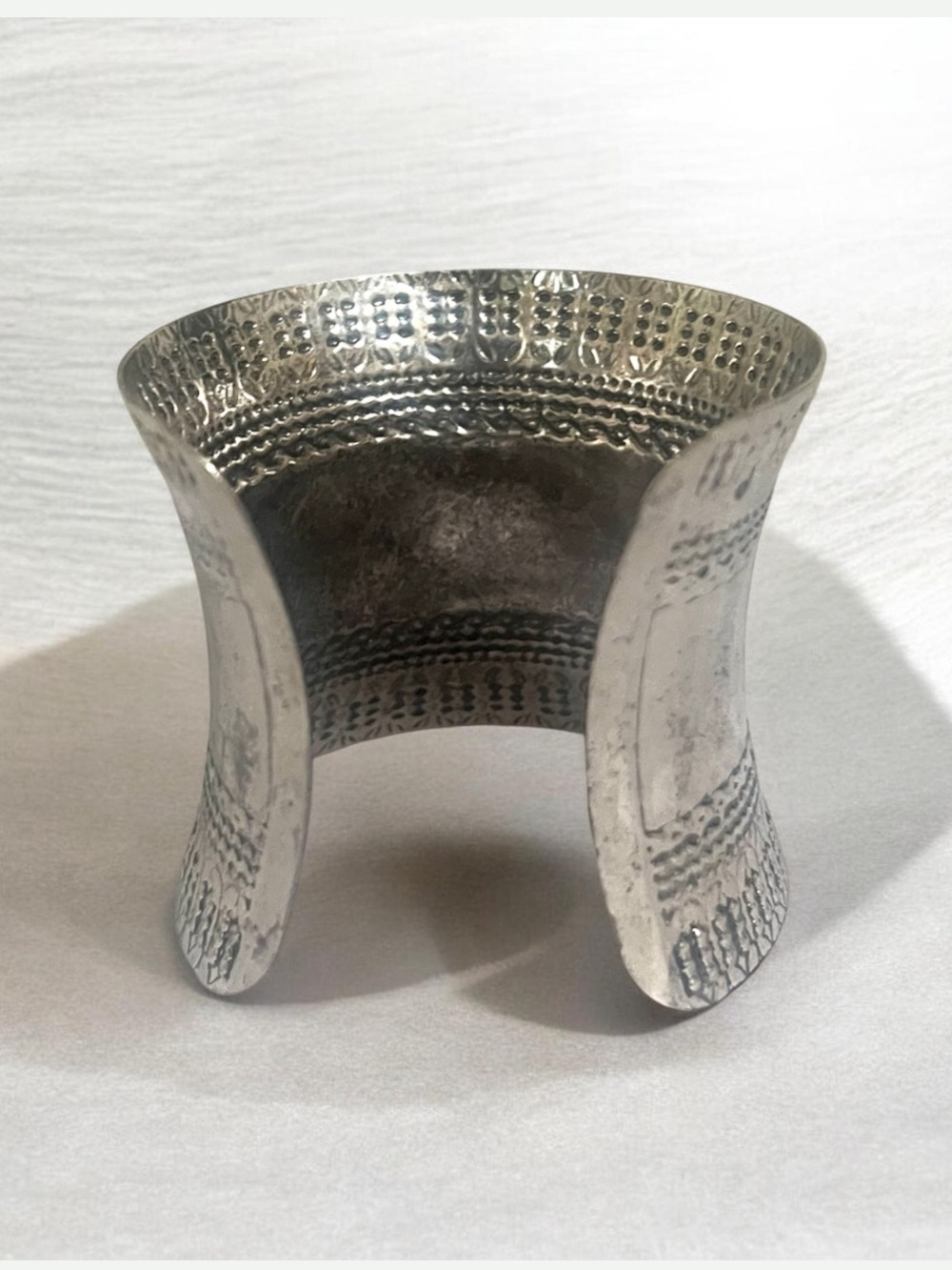 Stamped Silver-Tone Wide Cuff Bracelet - Picture 4 of 4